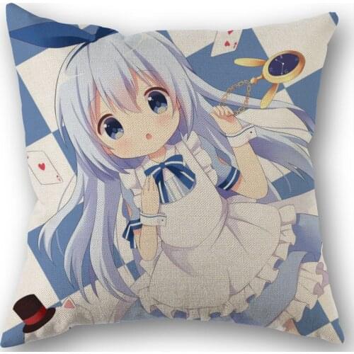 Kafuu Chino Cushion Pillow Tent,Office,Home Cotton Linen Zippered Pillowcase Family Home Accessories Customizable One Side