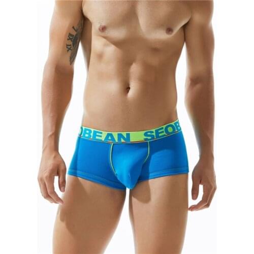 SEOBEAN New Mens Cotton Boxer Youth Sexy Sports Low-Waist Underwear Solid Color Comfortable Breathable Boxers