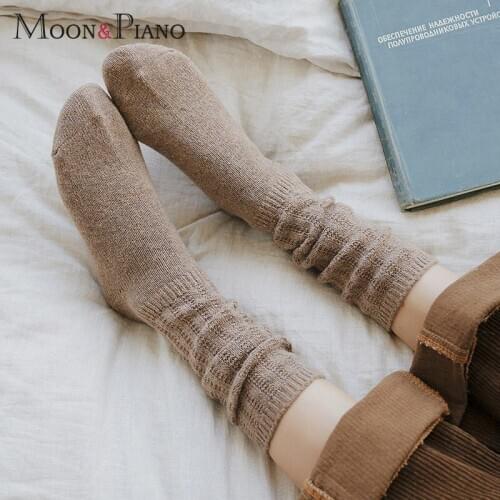 Solid Color Striped Socks Daily Girls Comfortable Sports Leisure Loose Winter Thick Warm Home Sleeping Female Knitting Sock 2020