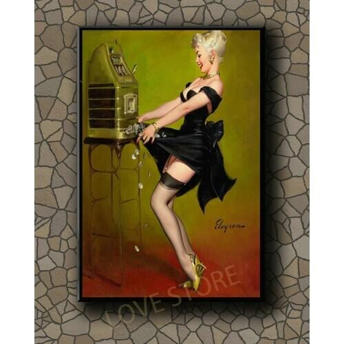 P404 Vintage Beautiful Pin-up Girl Classic Picture 540 Silk Fabric Poster Art Decor Indoor Painting Gift