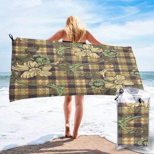 Bathing Towel Plaid Flowers Bath Wearable Towel Dress Fast Drying Beach Spa Magical Nightwear Sleeping