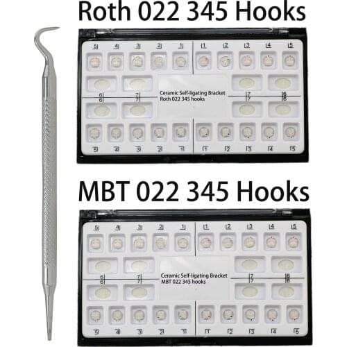 Dental Orthodontic Ceramic Clear Self Ligating Brackets Roth/MBT 022 Slot 345 Hook