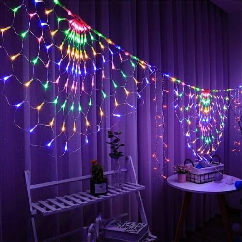 3.5M 424leds 3 Peacock Mesh Net Led String Lights EU/US/UK Plug Outdoor Window Icicle Strings Light For Christmas Party Pop Year