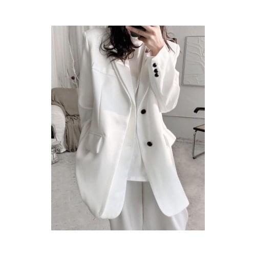 Spring and Autumn New Ladies Small Retro Asymmetrical loose deconstruction suit smoking suit black retro dark