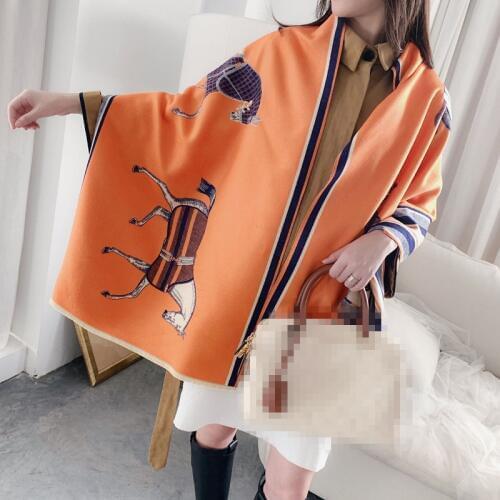 KOI LEAPING European and American style ladies fashion popular horse pattern printing cashmere shawl warm scarf best gift