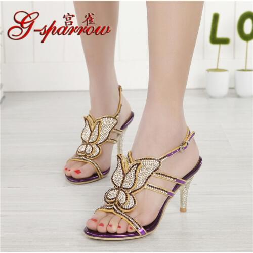 2018 Summer New Womens Luxury Diamond Female Handmade Sandals And Slippers Stiletto Shoes High Heels Size 11