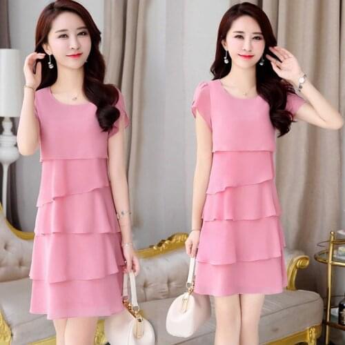 Womens Korean-Style Loose Chiffon Dress Woman Dress Vestido De Mujer Femme Robe