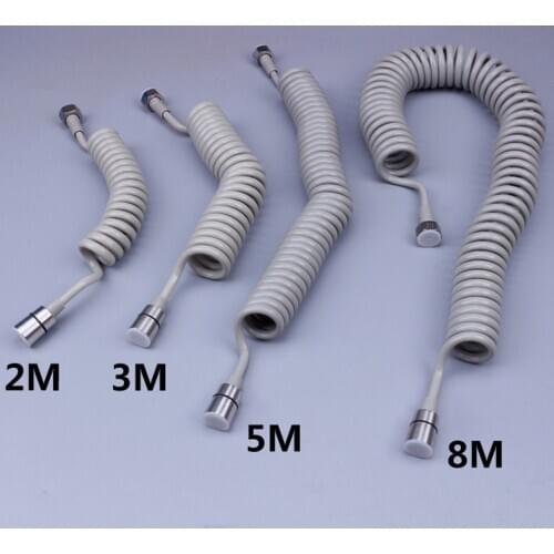 1.5M 2M 3M 5M 8M Spring Shower Nozzle Hose Soft Hose Flexible Telescopic Tube Toilet Bidet Spray Pipe 304 stainless steel
