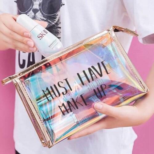 1PC Women Travel Cosmetic Bag Fashion Transparent Zipper Clear Make Up Bag Makeup Case Organizer Storage Pouch Toiletry Wash Kit
