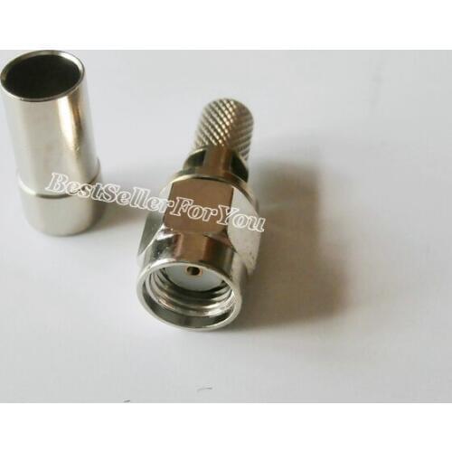 5X RP-SMA RPSMA Male Window Crimp For RG58 RG142 LMR195 RG400 Cable Connector Nickel