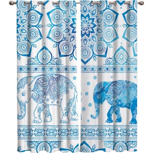 Africa Indian Elephant Buddhism Window Treatments Curtains Valance Curtain Bedroom Indoor Print Kids Room Curtain Window Curtain
