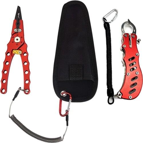 Aluminum Fishing Pliers Hook Removers Lua Pliers Fish Holder Lip Grabber Gripper, Hollow design with attribute latch