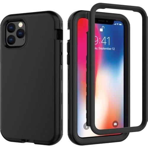 Armor-funda híbrida a prueba de golpes 3 en 1 para iPhone, carcasa de silicona suave de 360 ° para iPhone 12 11 Pro Max XR XS Ma