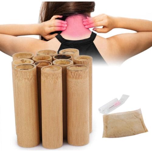 12pcs Sucker Bamboo Thumb Cupping Cup Set Traditional Medicine Dredge Channel Strong Suction Cupping Back Massager Holder Roller