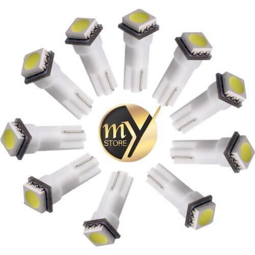 10pcs white car bulbs t5 led cars 12V 1SMD 1 LED Dashboard Warning Indicitor Car Light Lamp car styling