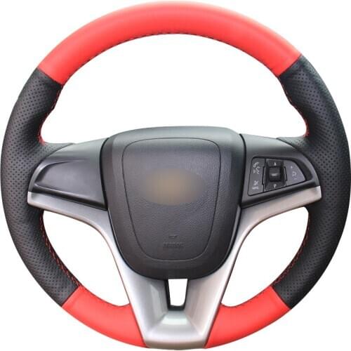 Black Natural Leather Red Natural Leather Steering Wheel Cover for Chevrolet Cruze 2009-2014 Aveo 2011-2014 Holden Cruze 2010