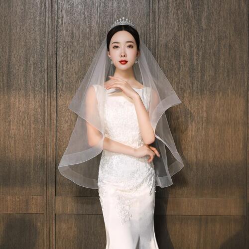 Bridal veil horsehair edge simple tulle bridal veil
