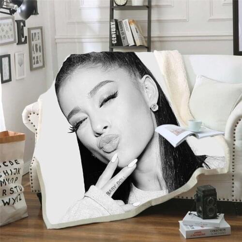 Ariana Grand Fleece Blanket Plush 3d Printed for Adults Sofa Sherpa Fleece Bedspread Wrap Throw Blanket style