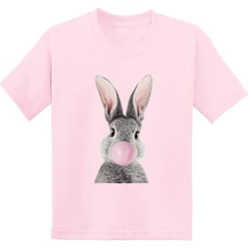 Bubble Gum Rabbit Tiger Raccoon Cute Animals Kids Funny T shirt Children Clothes Summer Baby Boys Tops Girls Cotton T-Shirts