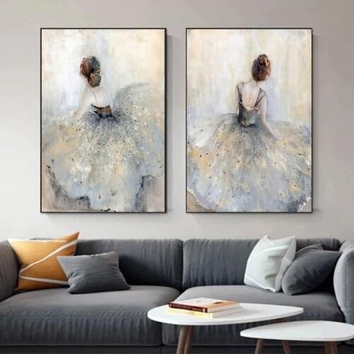 Elegant Ballet Dancer Canvas Painting Nordic Style Girl Posters and Prints Wall Art Picture for Living Room Wall Decor Cuadros