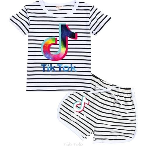 Tik Tok clothing set kids Summer Baby Clothes Set girls casual sport outfit children Clothes t shirt Suit