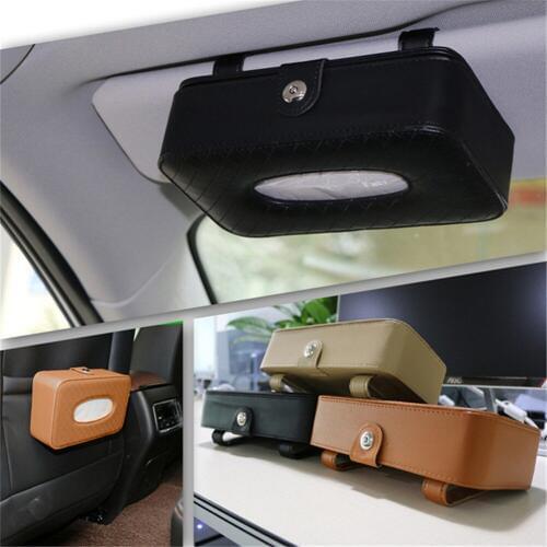 PU Leather Tissue Box Car Tissue Holder Car Sun Visor Tissue Paper Box Holder Napkin Holder Car Styling Interior Accessories