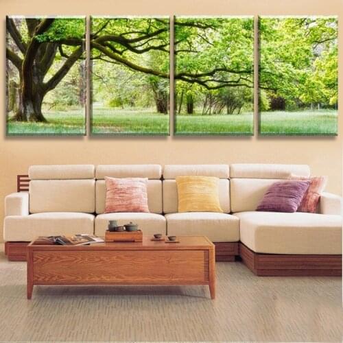 Beautiful green tree and grass Canvas Painting Cuadros Wall Picture Decoration Home Modern Oil Prints painting