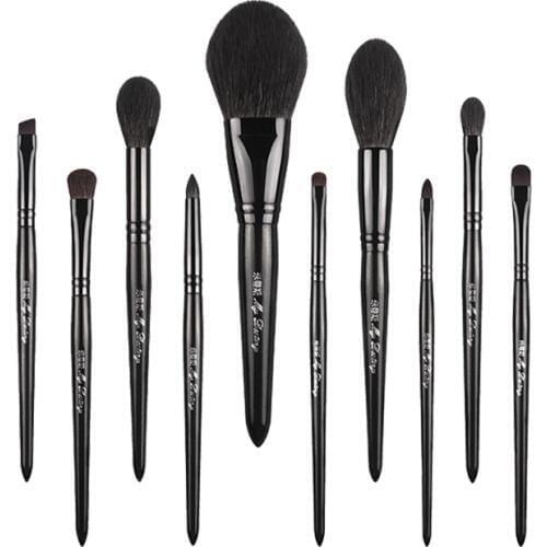 Mydestiny Pearlescent Black Series Cosmetic Brush Set Brush Complete Beginner Portable 11 Animal Wool Makeup tools