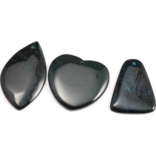 Natural Semi Precious Stone Pendant Retro Style Black Agates With Dragon Pattern 5 / Pack DIY Or Making Necklaces And Bracelets