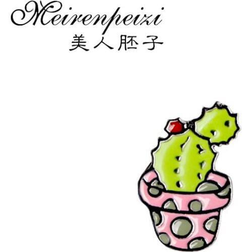 New Novelty Cactus Brooch Pin Jewellery Cactus Plant Jewelry Enamel Pin Cactus Brooches Pins Botanical Lapel Accessory