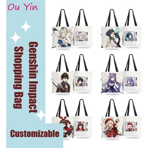 New Genshin Impact Shopping Bag Game Peripheral Zhong Li Ke Qing Wendi Xiao Double-sided Printing Eco-friendly Shopping Bag