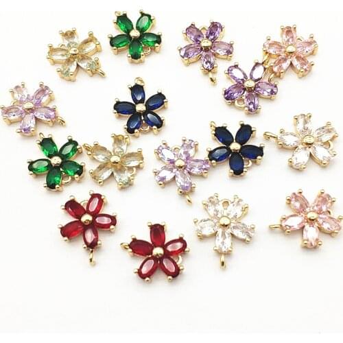 New arrival!14x12mm 50pcs Cubic Zirconia Flower Connectors for Handmade Necklace Earring DIY Parts Jewelry Findings & Components