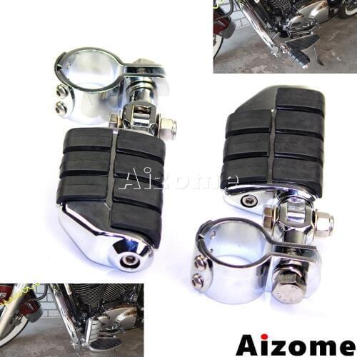 2x Motorcycle Footpegs Foot Rests For Harley Honda Suzuki Yamaha Cafe Racer Motorbike Mount 38mm 1-1/2" Clamp Aluminum Foot Pegs