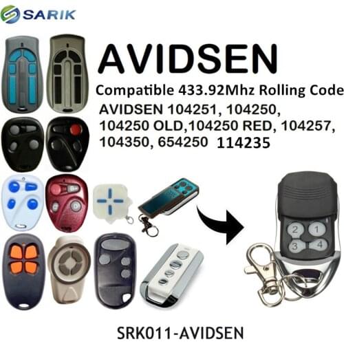 433mhz Rolling code Remote Control Compatible AVIDSEN 104251, 104250, 104250 OLD, 104250 RED, 104257, 104350