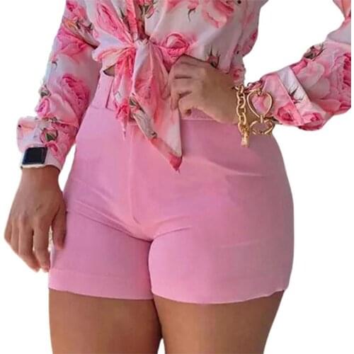 Summer shorts women 2021 Office Lady Shorts High Waist Solid Color Back Zipper Skinny Shorts for Daily Life Street wear