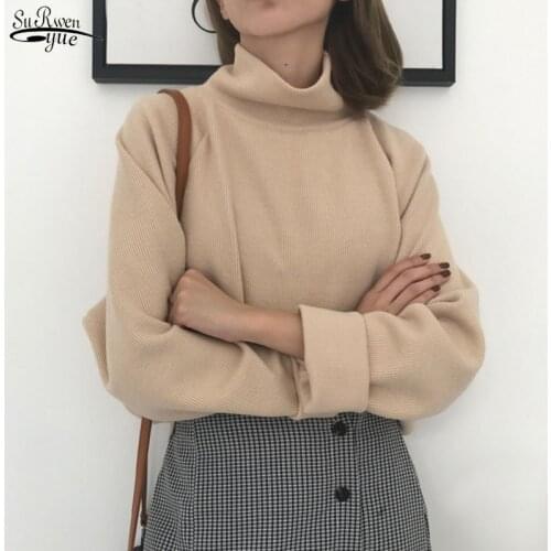 Turtleneck Vintage Sweater Autumn Winter Sweater Women Loose Thick Long Sleeve Women Pullover Chic Female Jumper Knitwear 10979