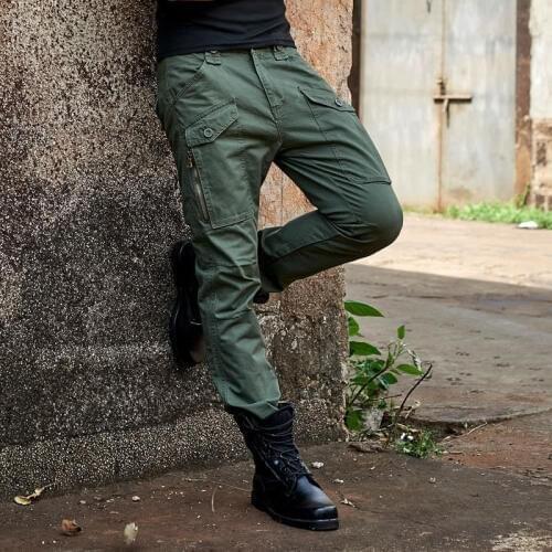 Spring Mens Multi-pocket Loose Straight Military Tactical Pants Male Outdoor Sports Hiking Climbing Training Trousers Overalls