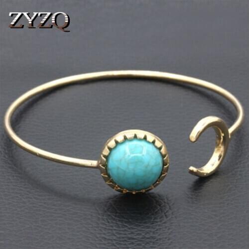 ZYZQ Vintage Stylish Open Bangle With Simple Moon Shaped Design Noble Birthday Gift For Grandmom Wholesale Lots&Bulk Hot Sale
