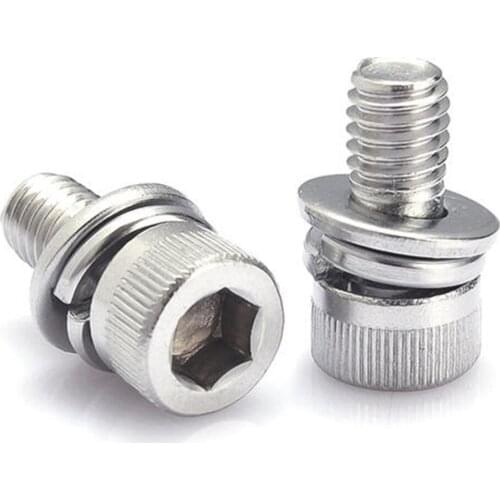 M2/M2.5 Hexagon Socket Head Cap Screws Spring Washer Three Combination Screw Hex Vis Inoxydable Parafuso Inox Viti Bolt DIN6900