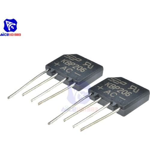 10PCS/Lot Bridge Rectifier Diode KBP206 SIP-4 2A 600V Single Phase Bridge Rectifier Original Integrated Circuit