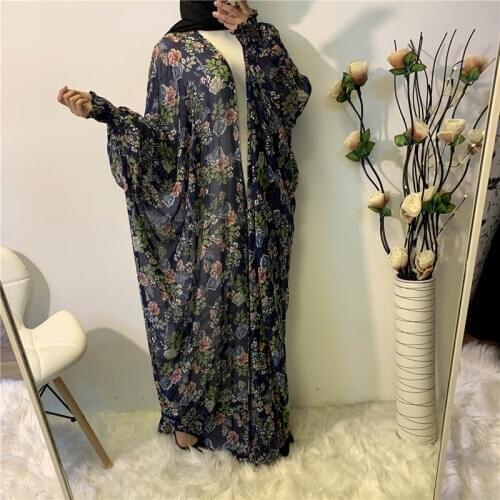 Muslim prayer dress women ramadan robe summer soft chiffon print muslim Islamic canftan robes