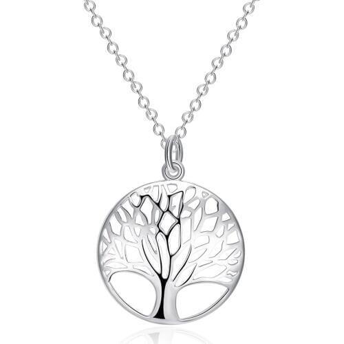 New Arrival Vintage Women Casual Collar Necklace Retro Hollow Tree Shape Pendant 925 Sterling Silver Jewelry For Ladies