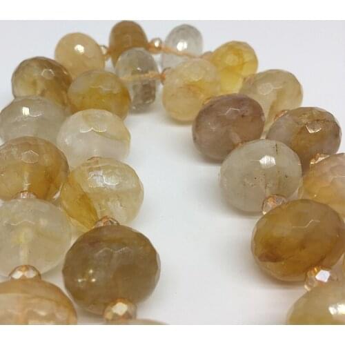 13x18mm Natural Yellow Crystal Citrine Multifaceted Rainbow Gemstone DIY Beads Jewelry Bracelet Necklace Pendant Decoration Gift