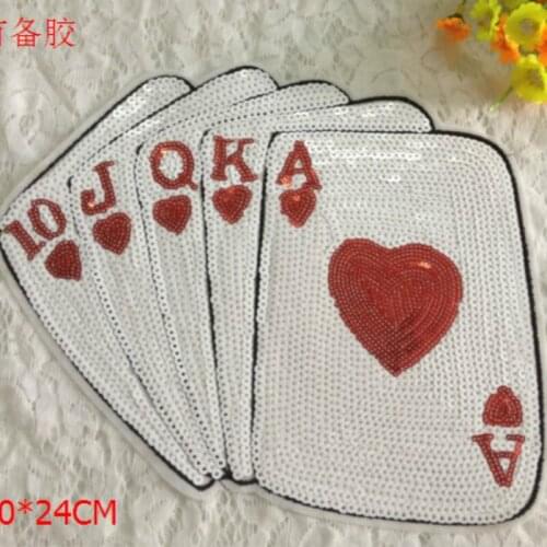 25pcs/Lot Embroidery Patches Letters Clothing Decoration Accessories Alphabet Playing Cards Diy Iron Heat Transfer Applique