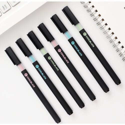 3pcs Cool Black Color Gel Pens for Writing Signature 0.5mm Roller Ball Pen Stationery Office Accessories School Supplies A6819