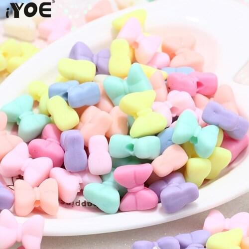 30pcs/Lot Candy Color Bow-knot Flower Acrylic Beads Matte Loose Spacer Jewelry Beads for Making Kids Bracelet Necklace Earring