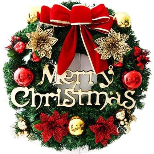 30cm Christmas Wreath Christmas Decorations Door Hanging Window Props Background Christmas Tree Accessories--Gold