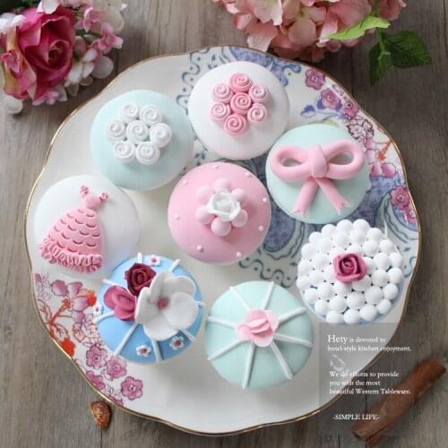 4pcs Artificial fake cake simulation model decorative mini cupcake fake for Cake shop home dining tea table Decoration
