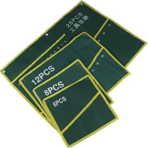 6/8/10/12/14/25 Pocket Grids Canvas Roll Spanner Plier Wrench Tool Storage Bag Drop Ship