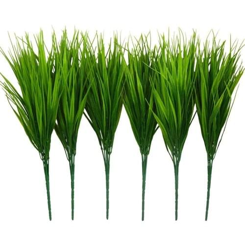 6Pcs 15 inch Artificial Plastic Wheatgrass Faux Shrubs Simulation Greenery Plants Indoor Outside Home Garden Office Verandah Wed